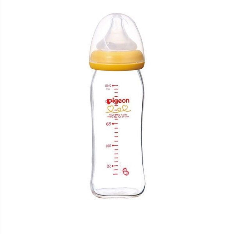 피죤 (주) 모유 실감 젖병 (내열 유리) 오렌지 옐로우 240ML