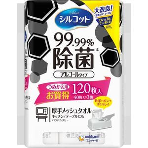 유니 참 (주) 시루콧토 99.99 % 제균 물티슈 리필 40 매 × 3